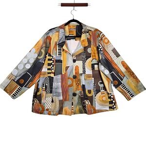 Simply Art Dolcezza Women 4X Blazer Jacket Abstract Neutral Color Lagenlook